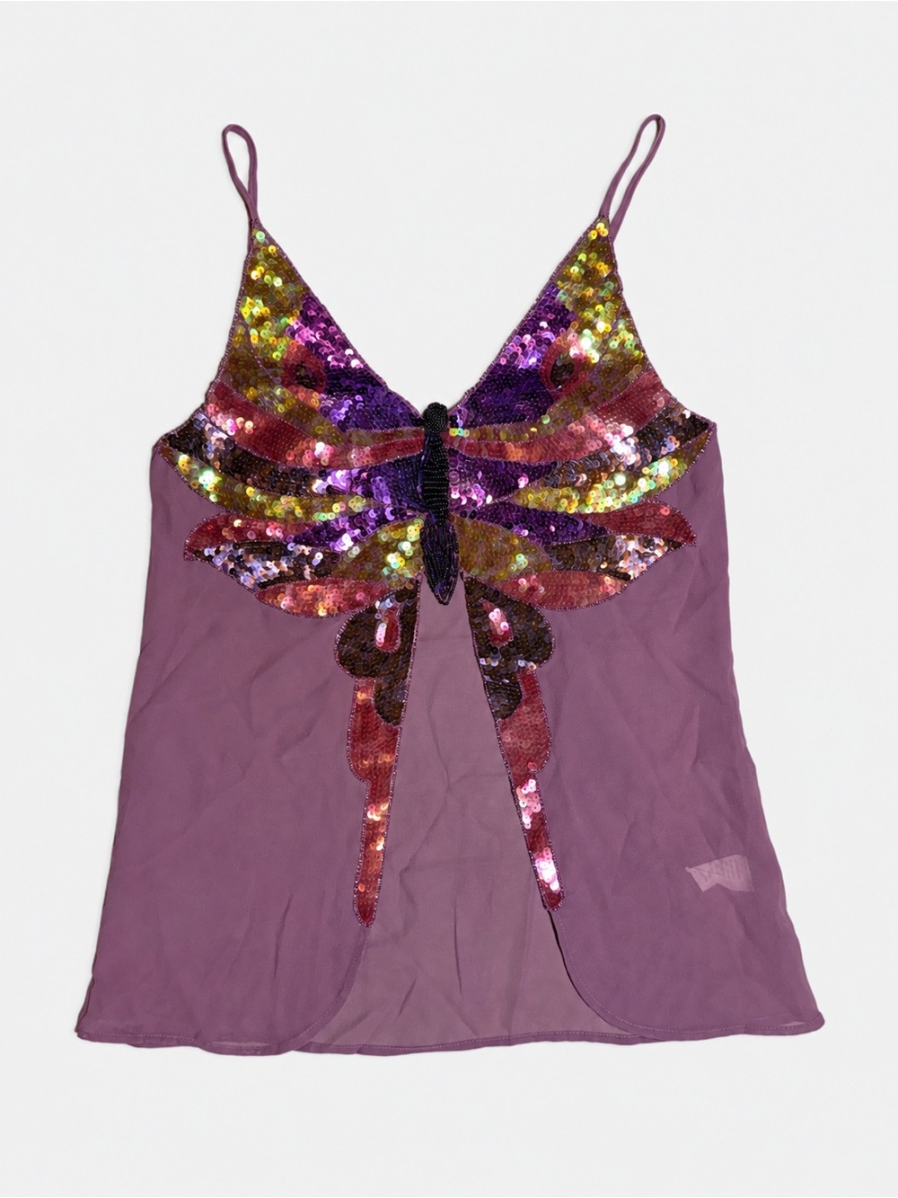 Y2K Deadstock Sequin Butterfly Cami